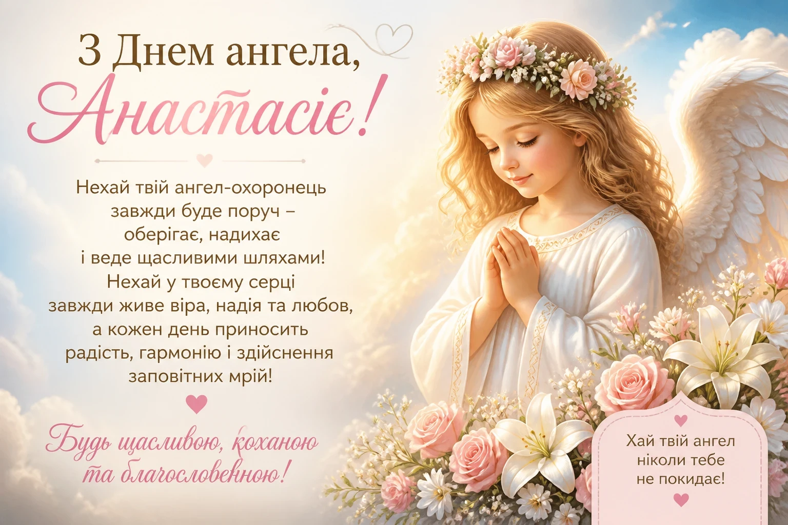 Привітання на день ангела Анастасії