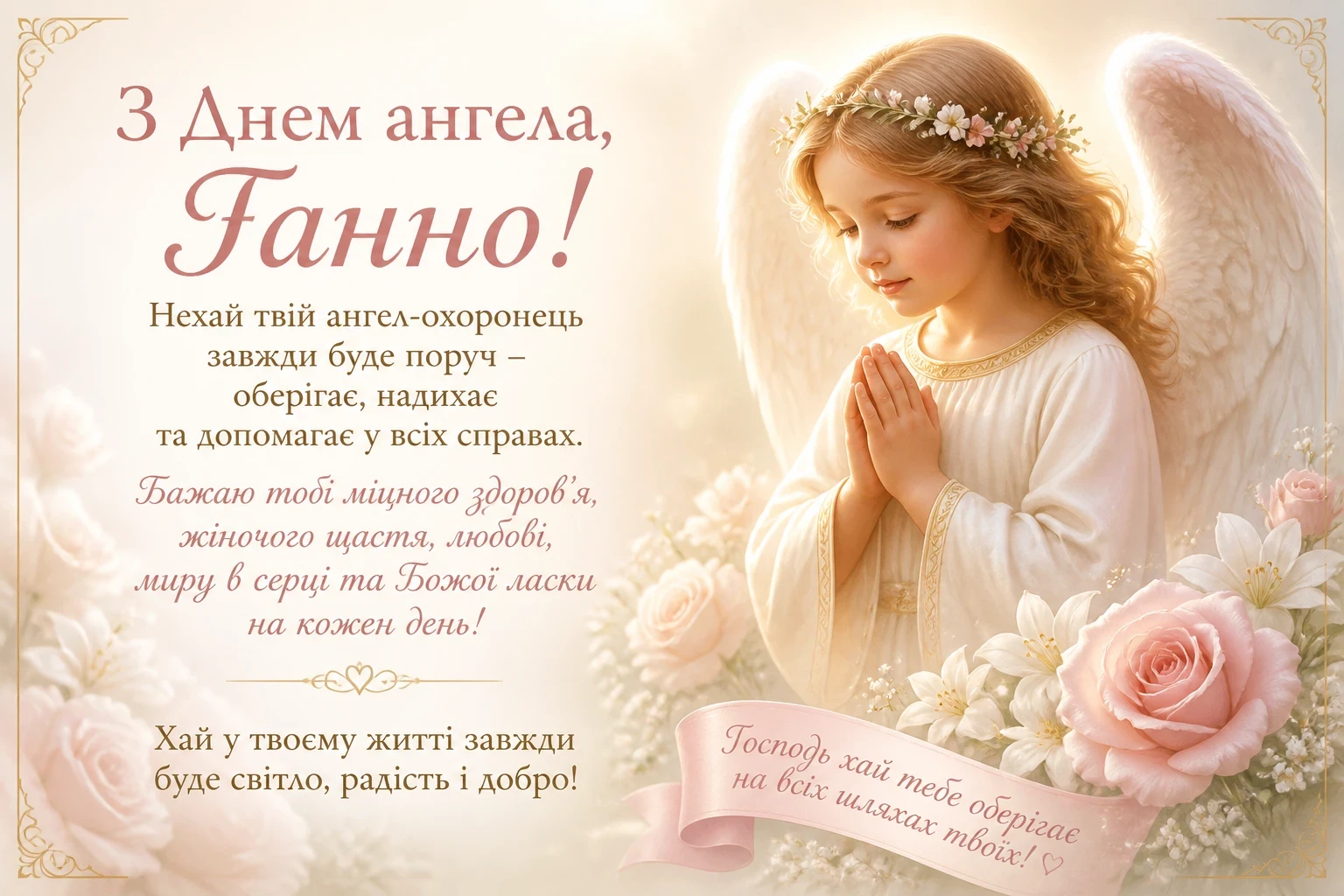 Привітання з днем ангела для Ганни