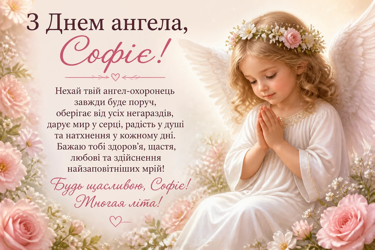 Привітання на день ангела Софії