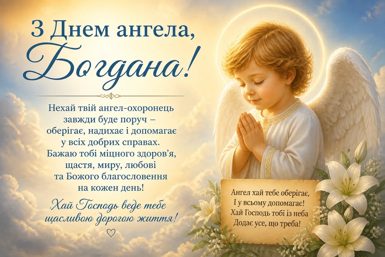 Привітання з днем ангела Богдана