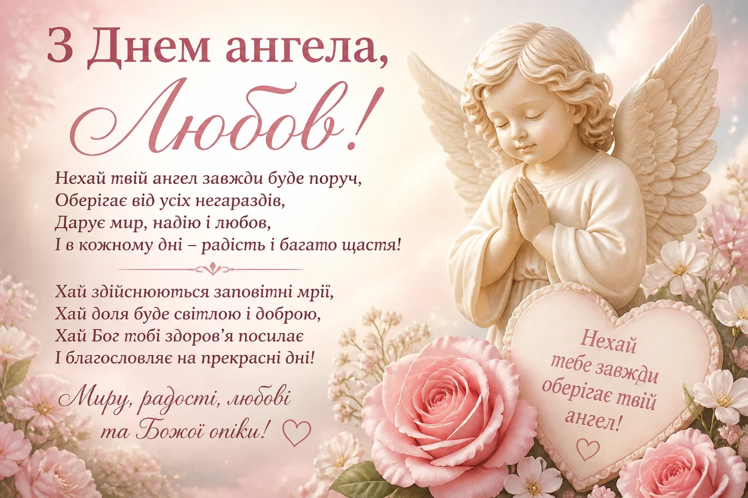 Привітання з днем ангела для Любові